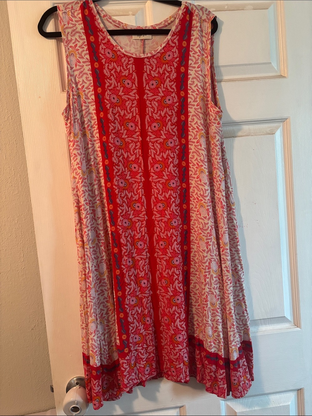 Style & Co. Red & Pink Floral Panel Sleeveless Midi Dress